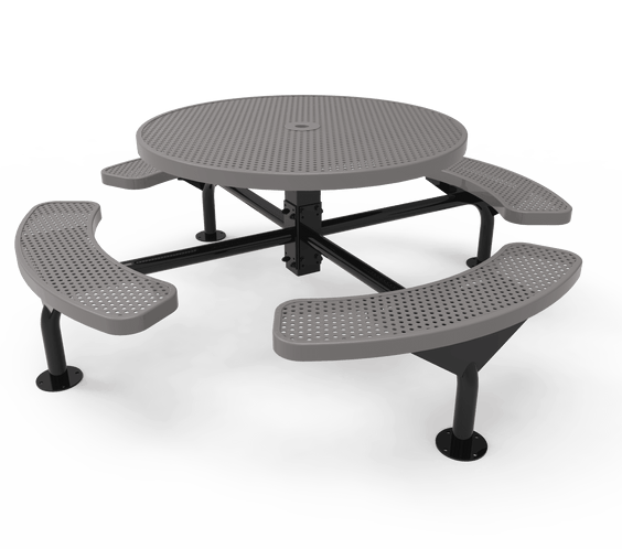 Commercial 46in Round Nexus Pedestal Picnic Table – Thermoplastic Expanded Metal