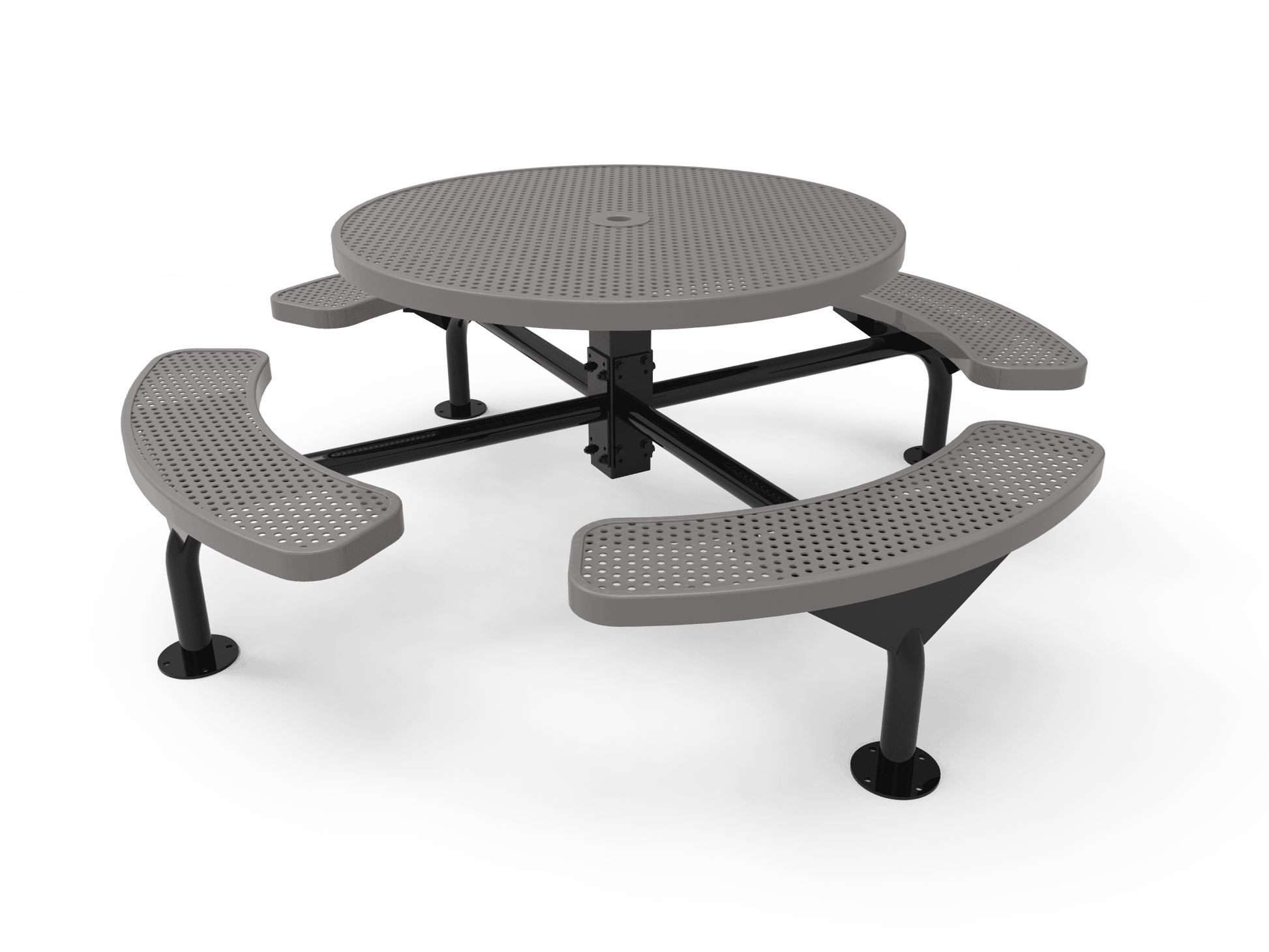 Commercial 46in Round Nexus Pedestal Picnic Table – Thermoplastic Expanded Metal