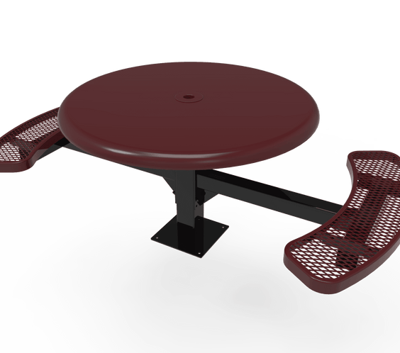 Commercial 46in Round Solid Top Pedestal Picnic Table – Thermoplastic Expanded Metal