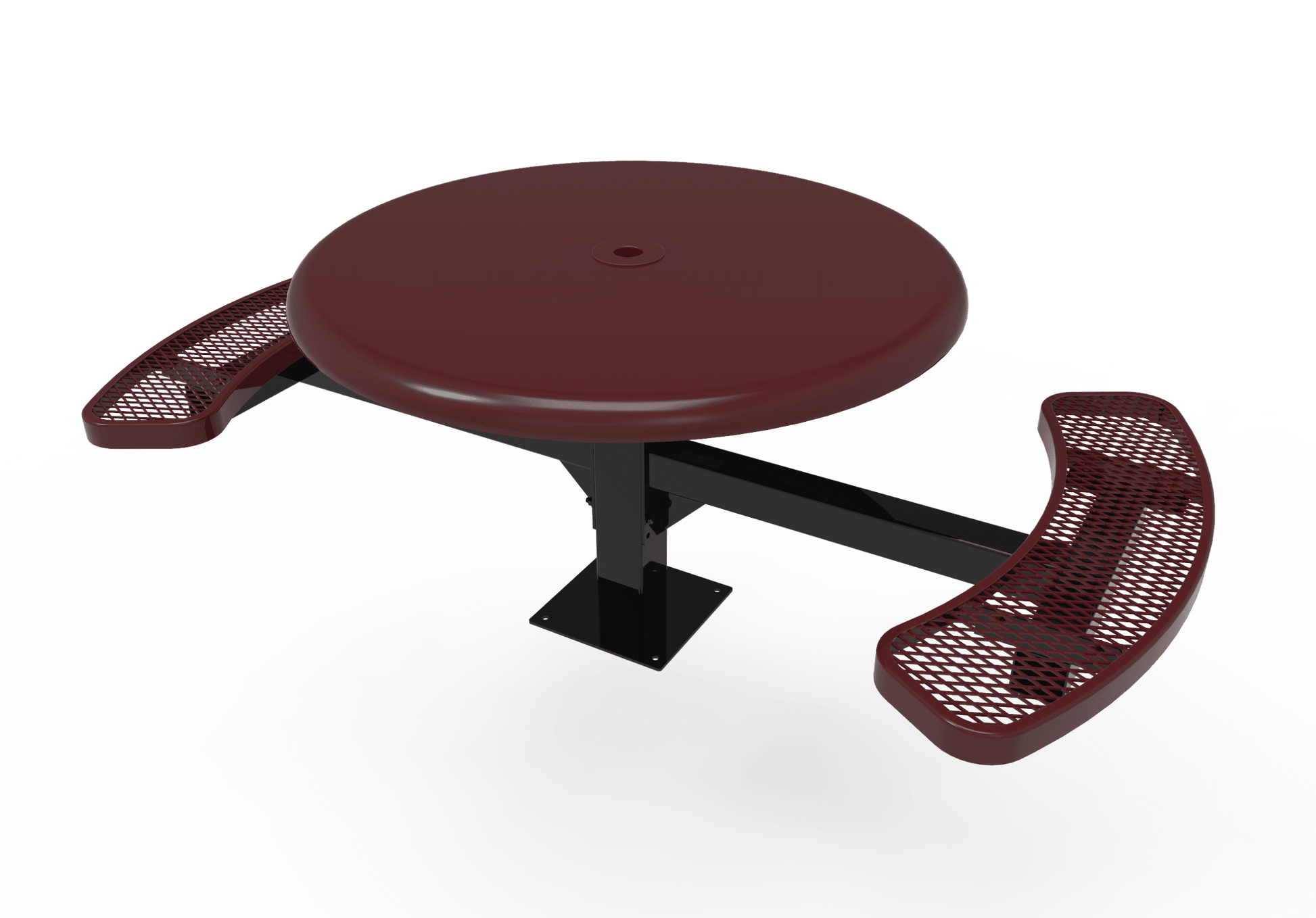 Commercial 46in Round Solid Top Pedestal Picnic Table – Thermoplastic Expanded Metal