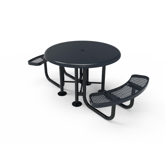 Commercial 46in Round Solid Top Portable Picnic Table – Thermoplastic Expanded Metal