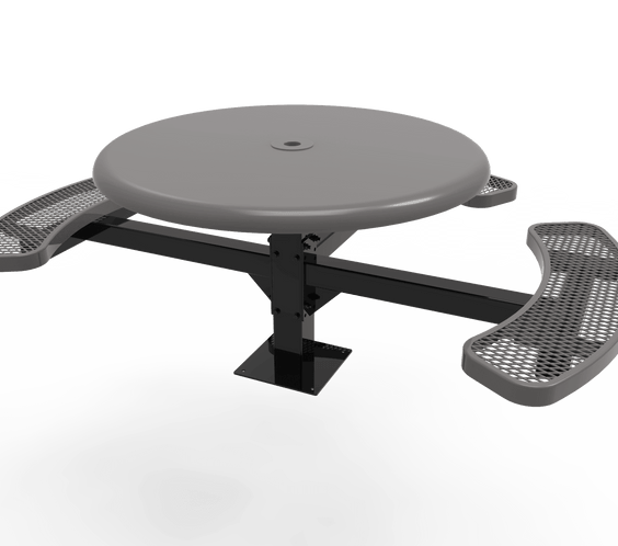 Commercial 46in Round Solid Top Pedestal Picnic Table – Thermoplastic Expanded Metal
