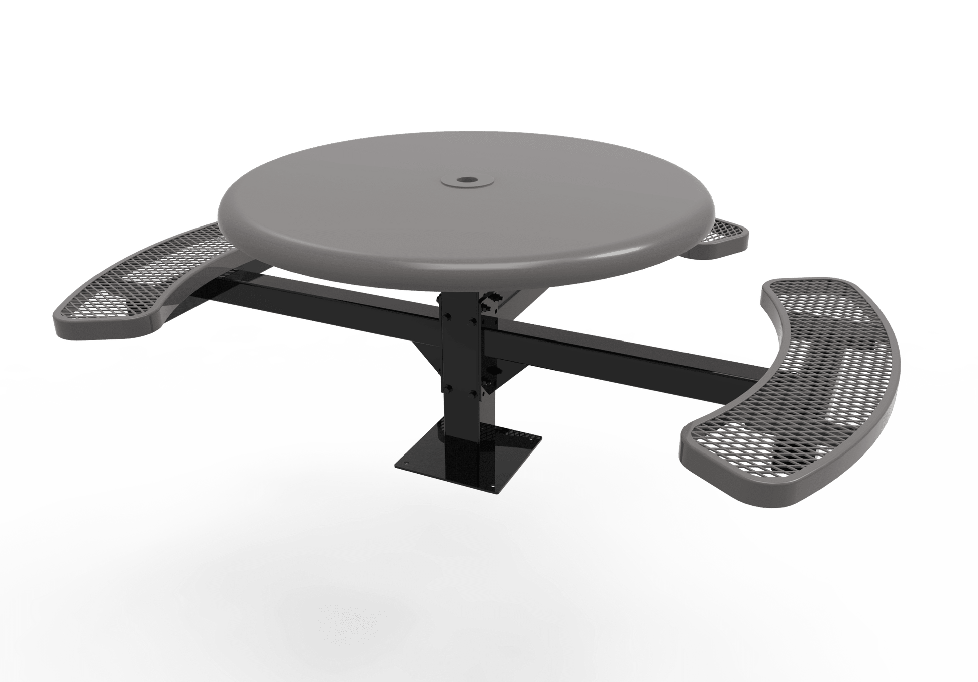 Commercial 46in Round Solid Top Pedestal Picnic Table – Thermoplastic Expanded Metal
