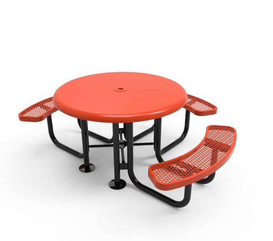 Commercial 46in Round Solid Top Portable Picnic Table – Thermoplastic Expanded Metal