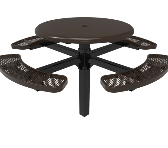 Commercial 46in Round Solid Top Pedestal Picnic Table – Thermoplastic Expanded Metal