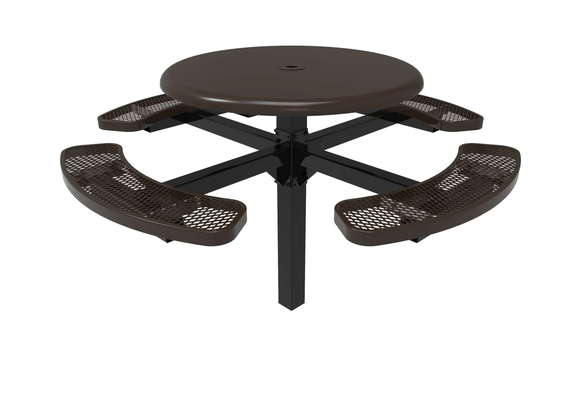 Commercial 46in Round Solid Top Pedestal Picnic Table – Thermoplastic Expanded Metal