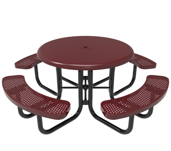 Commercial 46in Round Solid Top Portable Picnic Table – Thermoplastic Expanded Metal