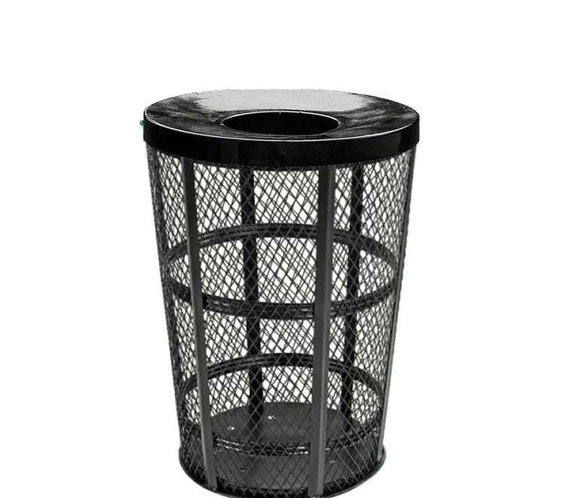 48 Gallon Steel Mesh Commercial Outdoor Trash Can – Flat Top Lid, Corrosion Resistant - Outdoorsiness