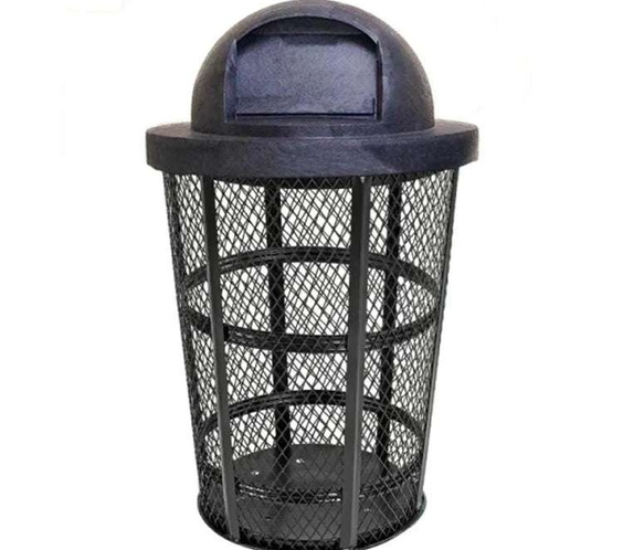 48 Gallon Steel Mesh Commercial Outdoor Trash Can – Plastic Dome Lid, Corrosion Resistant - Outdoorsiness