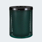 55 Gallon Diamond Expanded Steel Commercial Outdoor Trash Can – Flat Lid, Liner & Base - Outdoorsiness