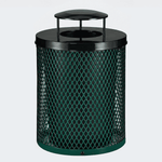 55 Gallon Diamond Expanded Steel Commercial Outdoor Trash Can – Rain Bonnet Lid, Liner & Base - Outdoorsiness