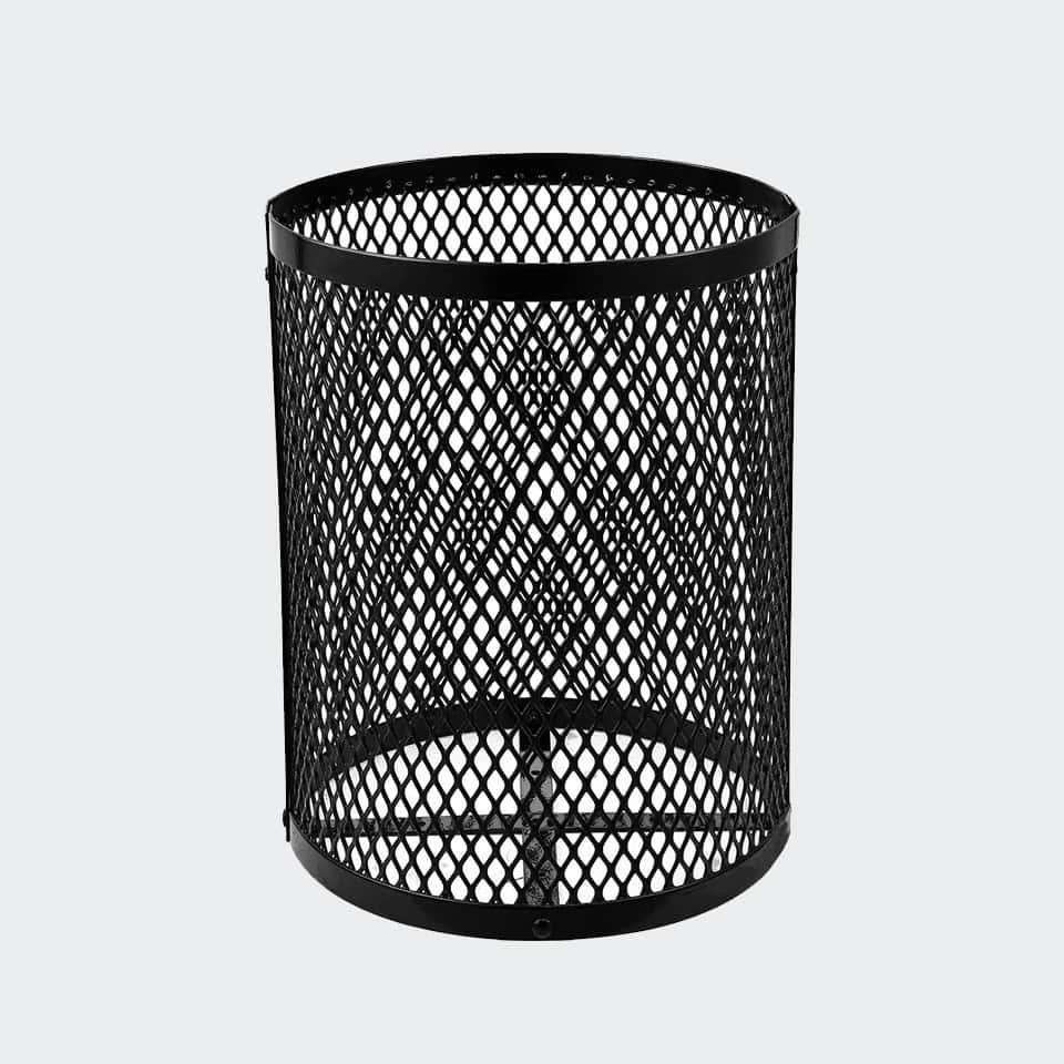 55 Gallon Diamond Expanded Steel Commercial Outdoor Trash Can – Rain Bonnet Lid, Liner & Base - Outdoorsiness