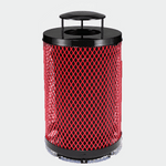 55 Gallon Diamond Expanded Steel Commercial Outdoor Trash Can – Rain Bonnet Lid, Liner & Base - Outdoorsiness