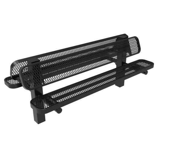 Commercial Double Pedestal Outdoor Bench – Back-to-Back Seating, Thermoplastic Coated