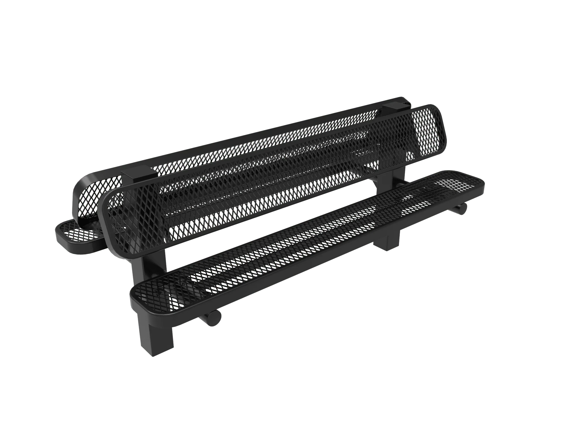Commercial Double Pedestal Outdoor Bench – Back-to-Back Seating, Thermoplastic Coated