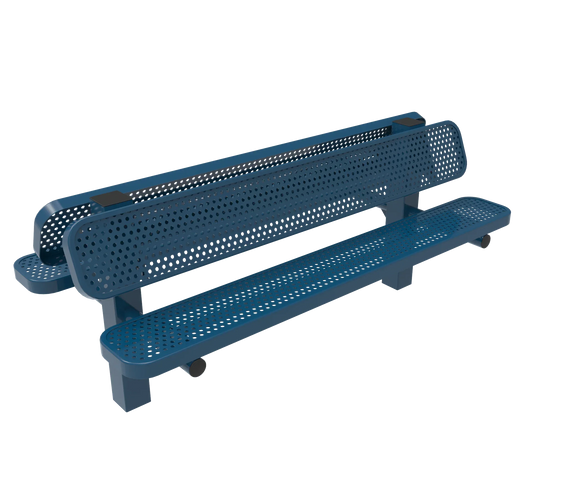 Commercial Double Pedestal Outdoor Bench – Back-to-Back Seating, Thermoplastic Coated