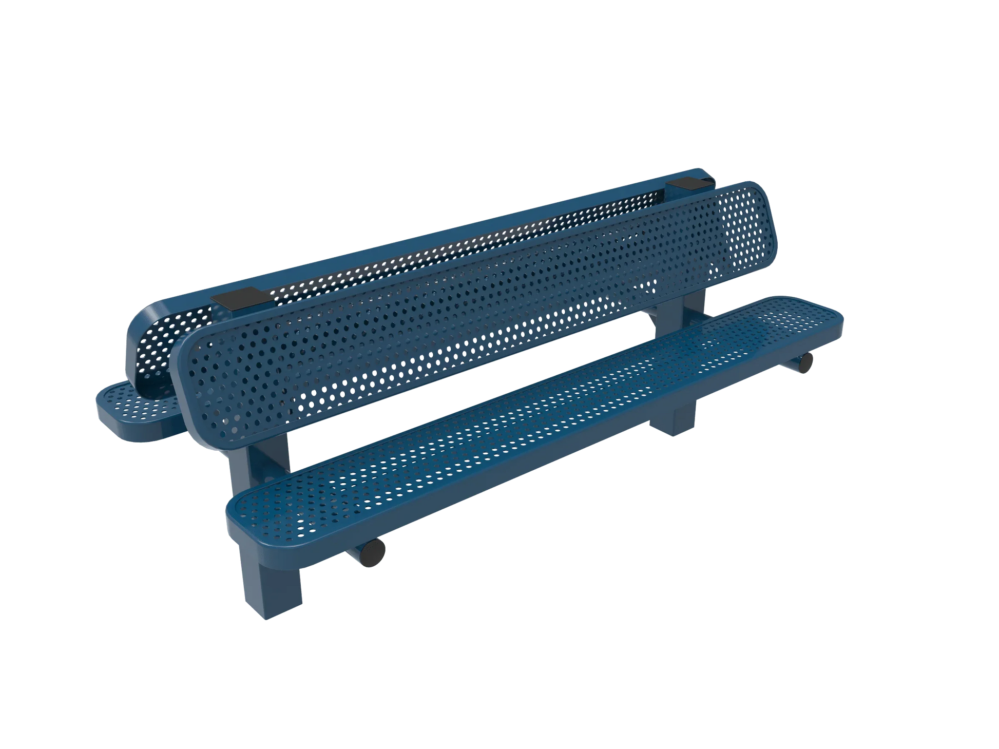 Commercial Double Pedestal Outdoor Bench – Back-to-Back Seating, Thermoplastic Coated