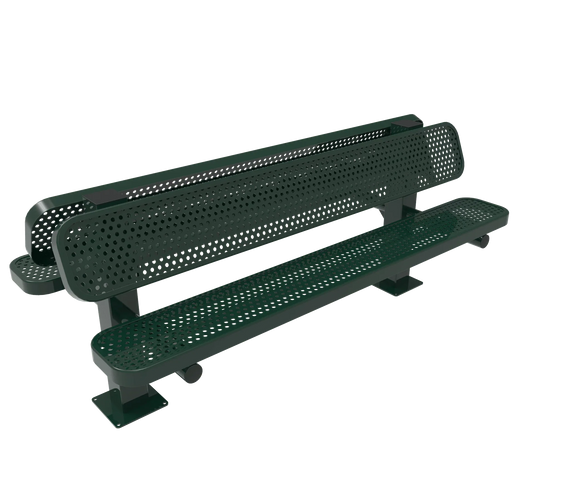 Commercial Double Pedestal Outdoor Bench – Back-to-Back Seating, Thermoplastic Coated