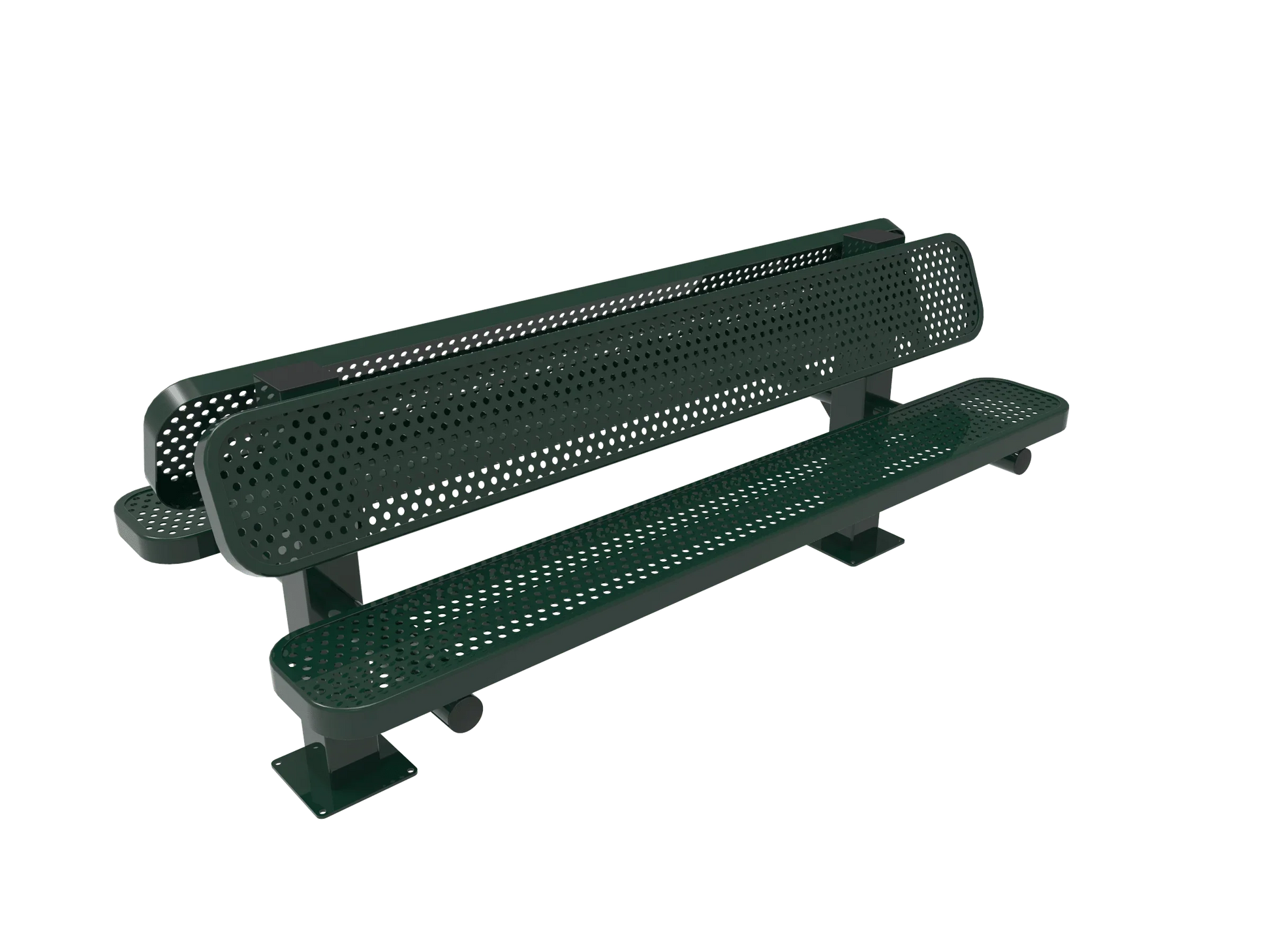 Commercial Double Pedestal Outdoor Bench – Back-to-Back Seating, Thermoplastic Coated
