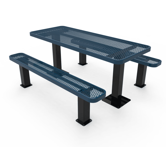 Commercial Rectangle Independent Pedestal Picnic Table – Thermoplastic Expanded Metal, 6ft