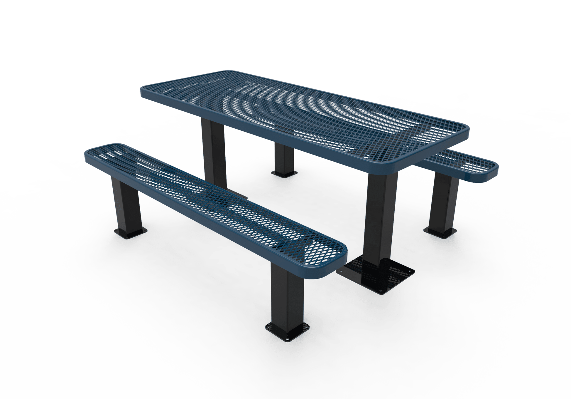 Commercial Rectangle Independent Pedestal Picnic Table – Thermoplastic Expanded Metal, 6ft