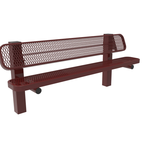 Commercial Single Pedestal Outdoor Park Bench – Thermoplastic Coated Expanded Metal