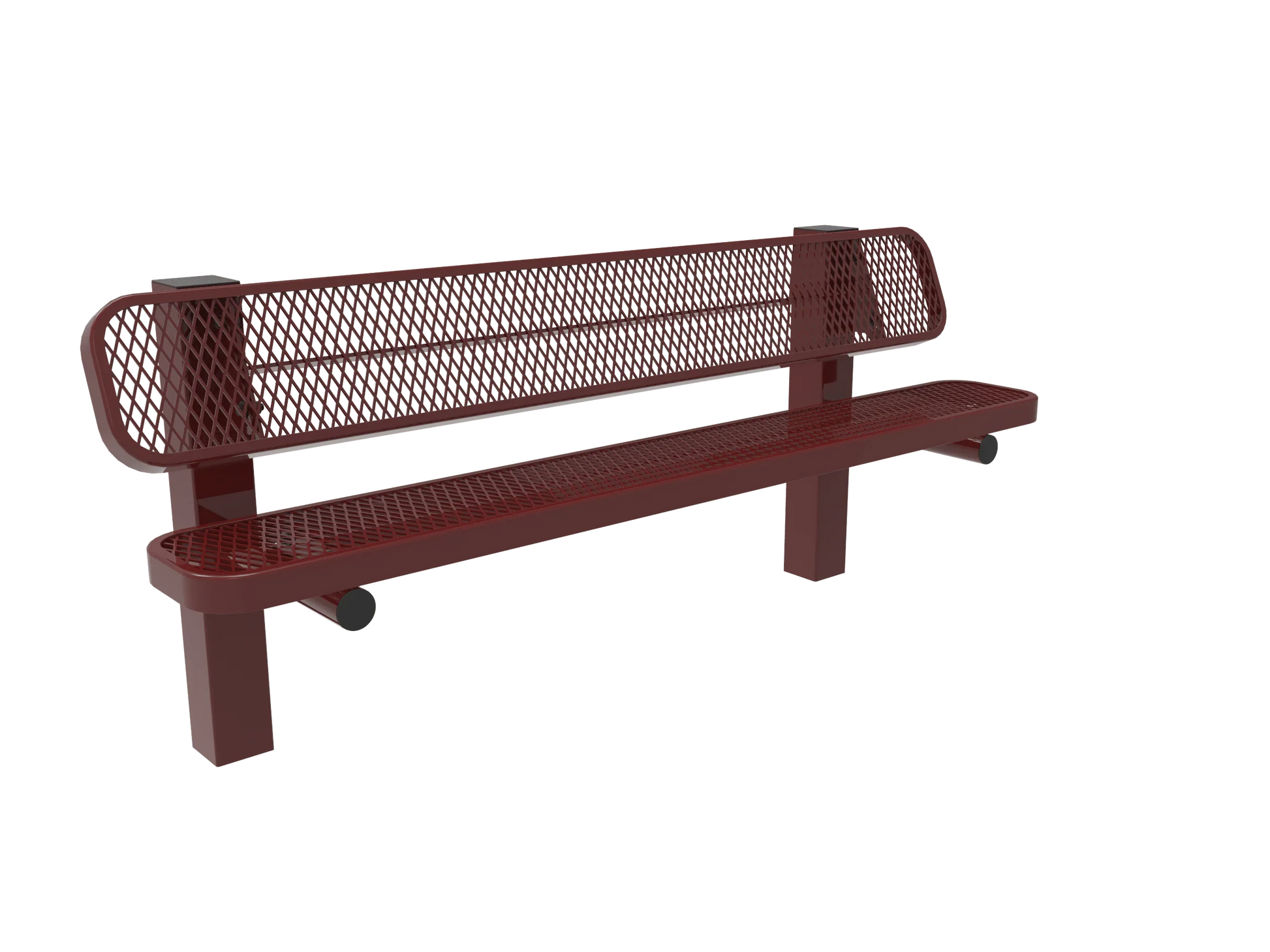Commercial Single Pedestal Outdoor Park Bench – Thermoplastic Coated Expanded Metal