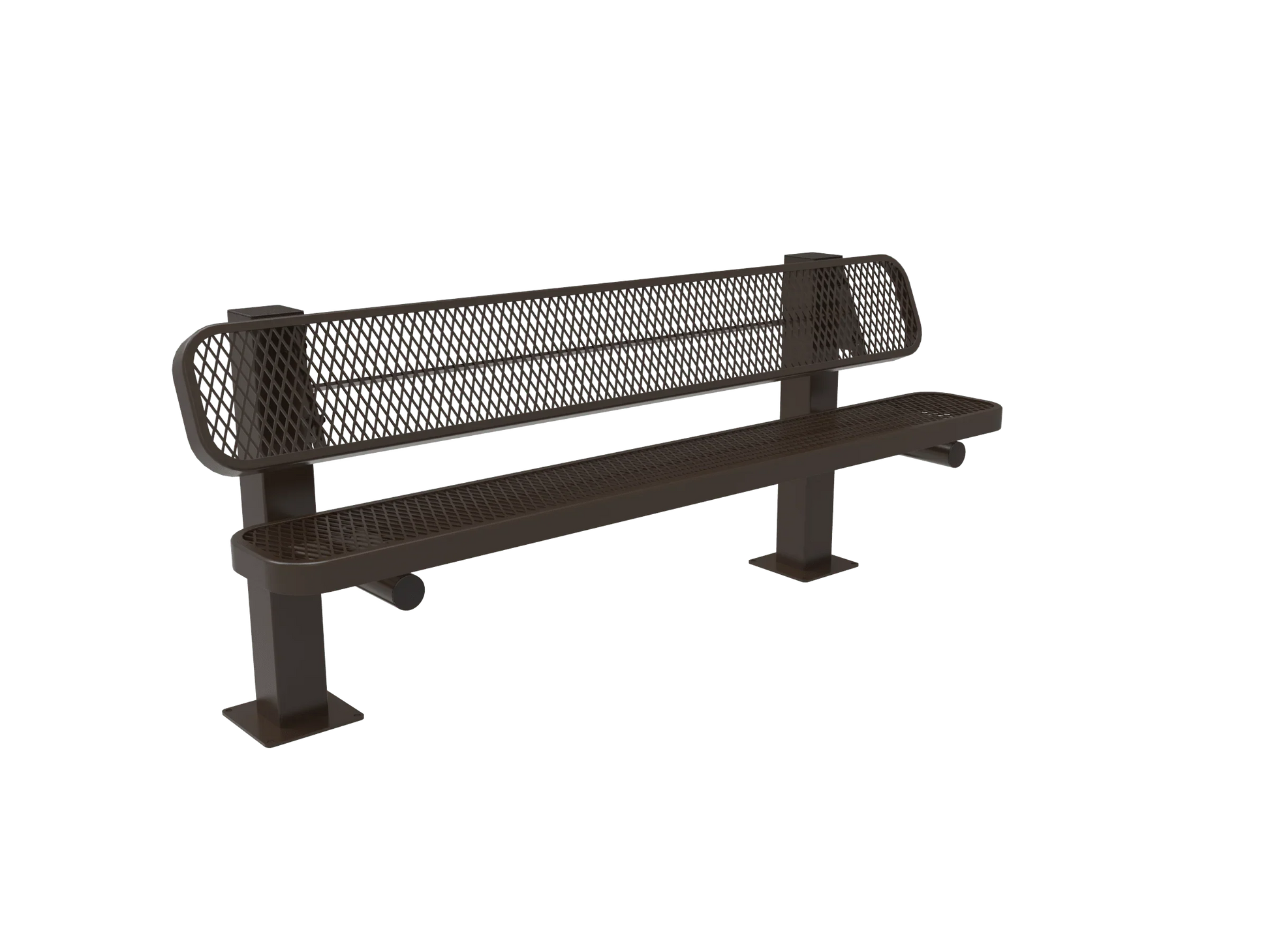 Commercial Single Pedestal Outdoor Park Bench – Thermoplastic Coated Expanded Metal