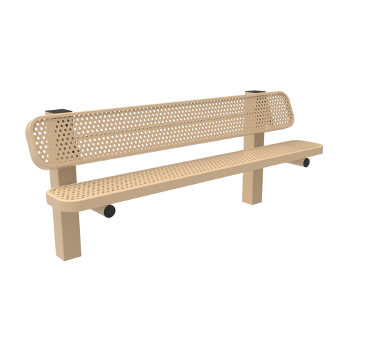 Commercial Single Pedestal Outdoor Park Bench – Thermoplastic Coated Expanded Metal