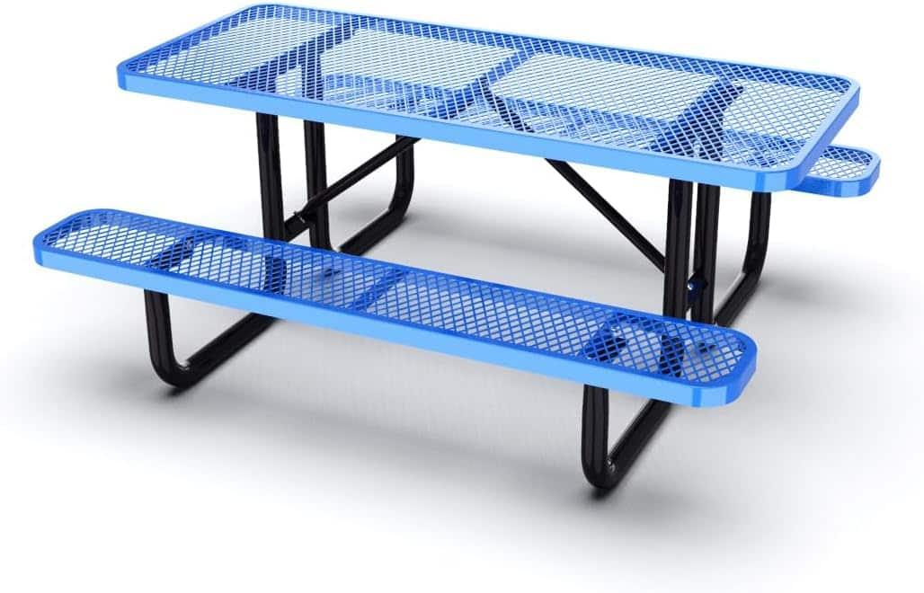 Quick Ship Rectangular Picnic Table 6ft Expanded Metal Portable - Commercial Picnic Table