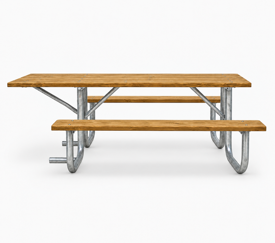 ADA Wheelchair Accessible Heavy Duty Welded Galvanized Picnic Table Frame Kit – 8ft Extended Top, 2-3/8" OD, 11 Ga Steel