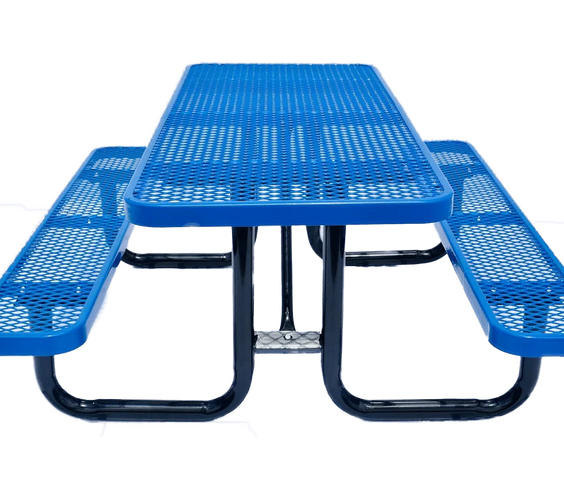 Outdoorsiness Quick Ship Commercial 8ft Rectangular Picnic Table – Thermoplastic Expanded Metal, UL Certified