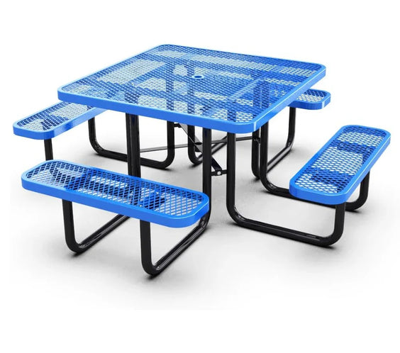 Outdoorsiness Quick Ship 46" Square Expanded Metal Picnic Table - Thermoplastic Coated, UL Certified, Commercial Grade