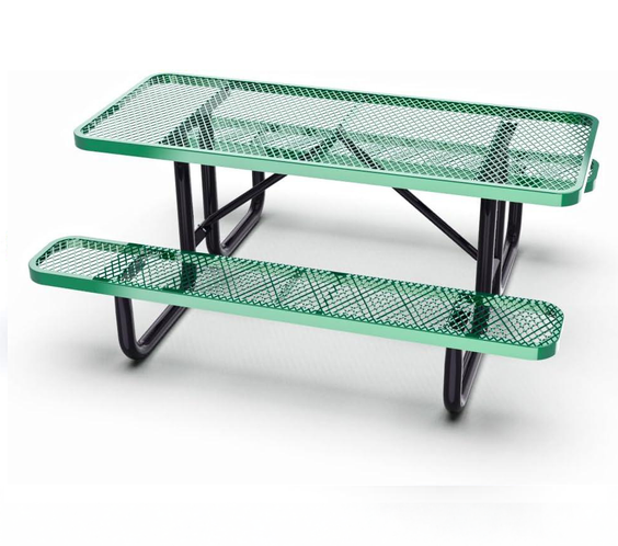 Outdoorsiness 6ft Rectangular Expanded Metal Picnic Table, Black - UL Certified, Thermoplastic Coated, Commercial Grade