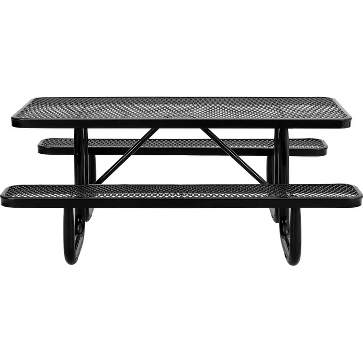 Quick Ship Rectangular Picnic Table 6ft Expanded Metal Portable - Commercial Picnic Table