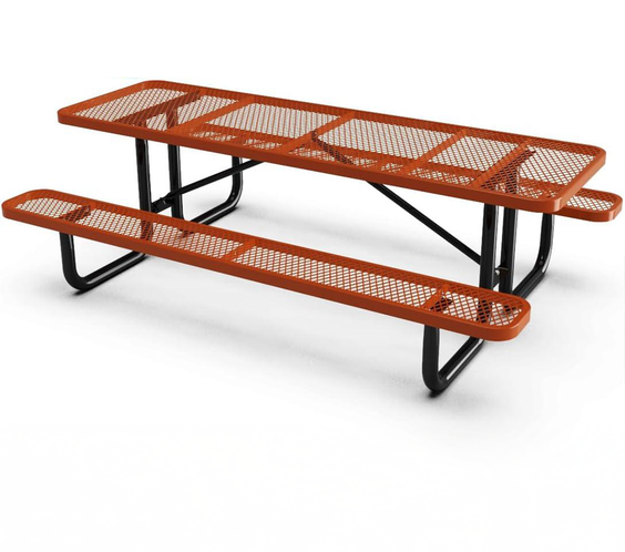 Outdoorsiness Quick Ship Commercial 8ft Rectangular Picnic Table – Thermoplastic Expanded Metal, UL Certified