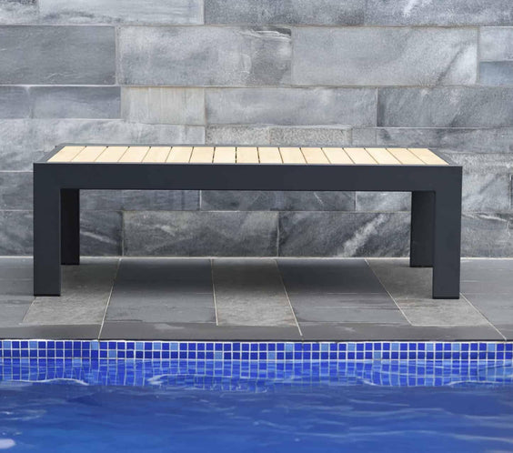 Oceanic Commercial Coffee Table - Aluminum with Teak