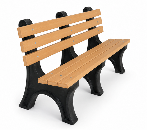 Commercial 6ft Recycled Plastic Bench with Back – 100% HDPE, Heavy-Duty Frame