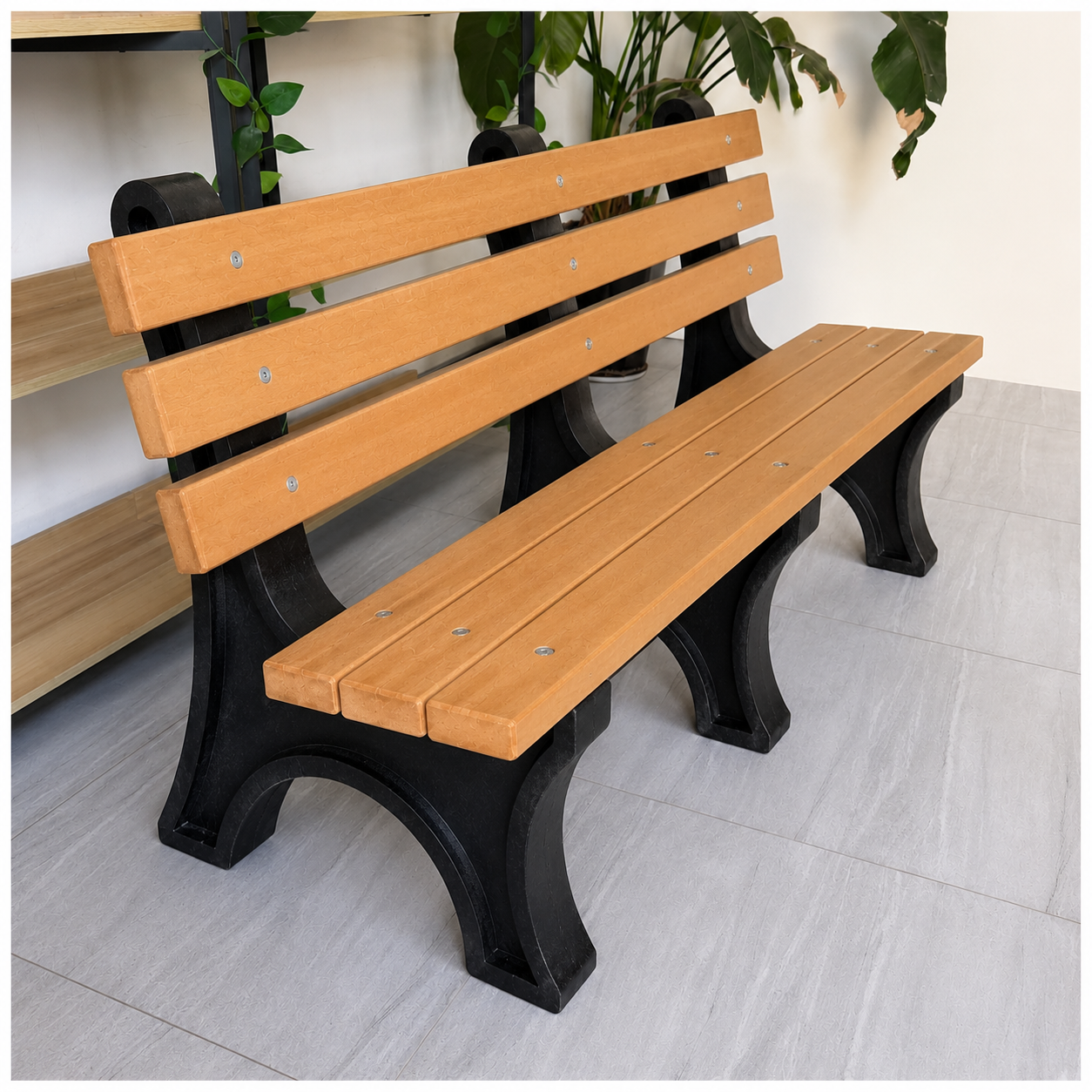 Commercial 6ft Recycled Plastic Bench with Back – 100% HDPE, Heavy-Duty Frame