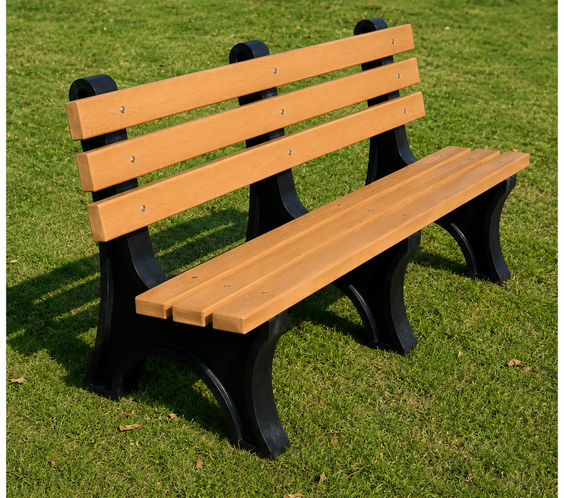 Commercial 6ft Recycled Plastic Bench with Back – 100% HDPE, Heavy-Duty Frame