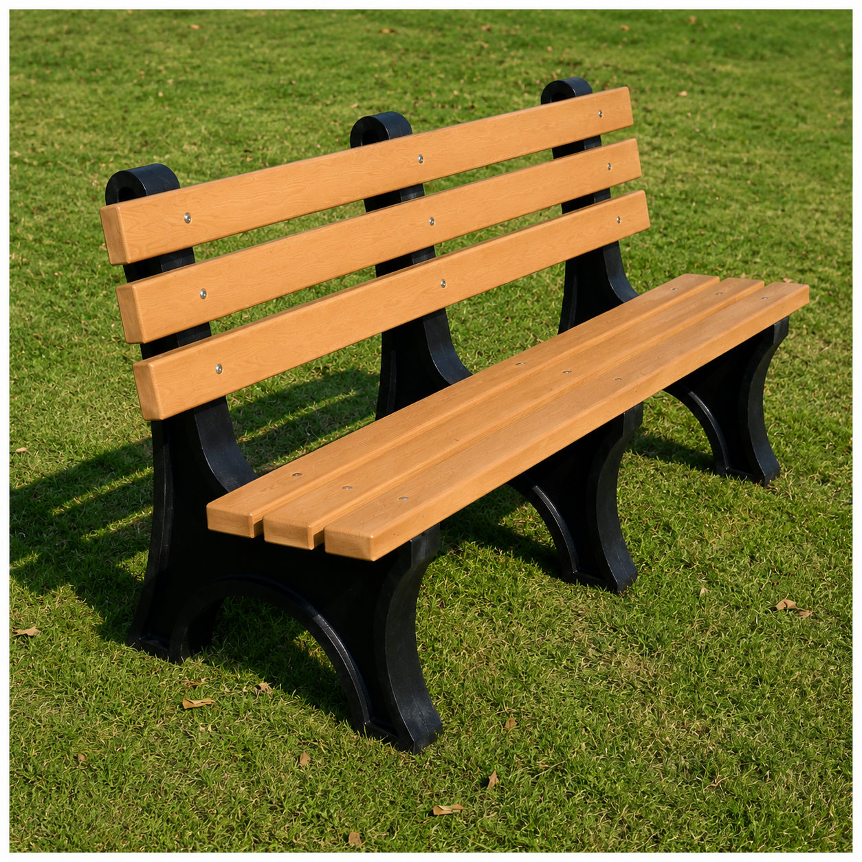 Commercial 6ft Recycled Plastic Bench with Back – 100% HDPE, Heavy-Duty Frame