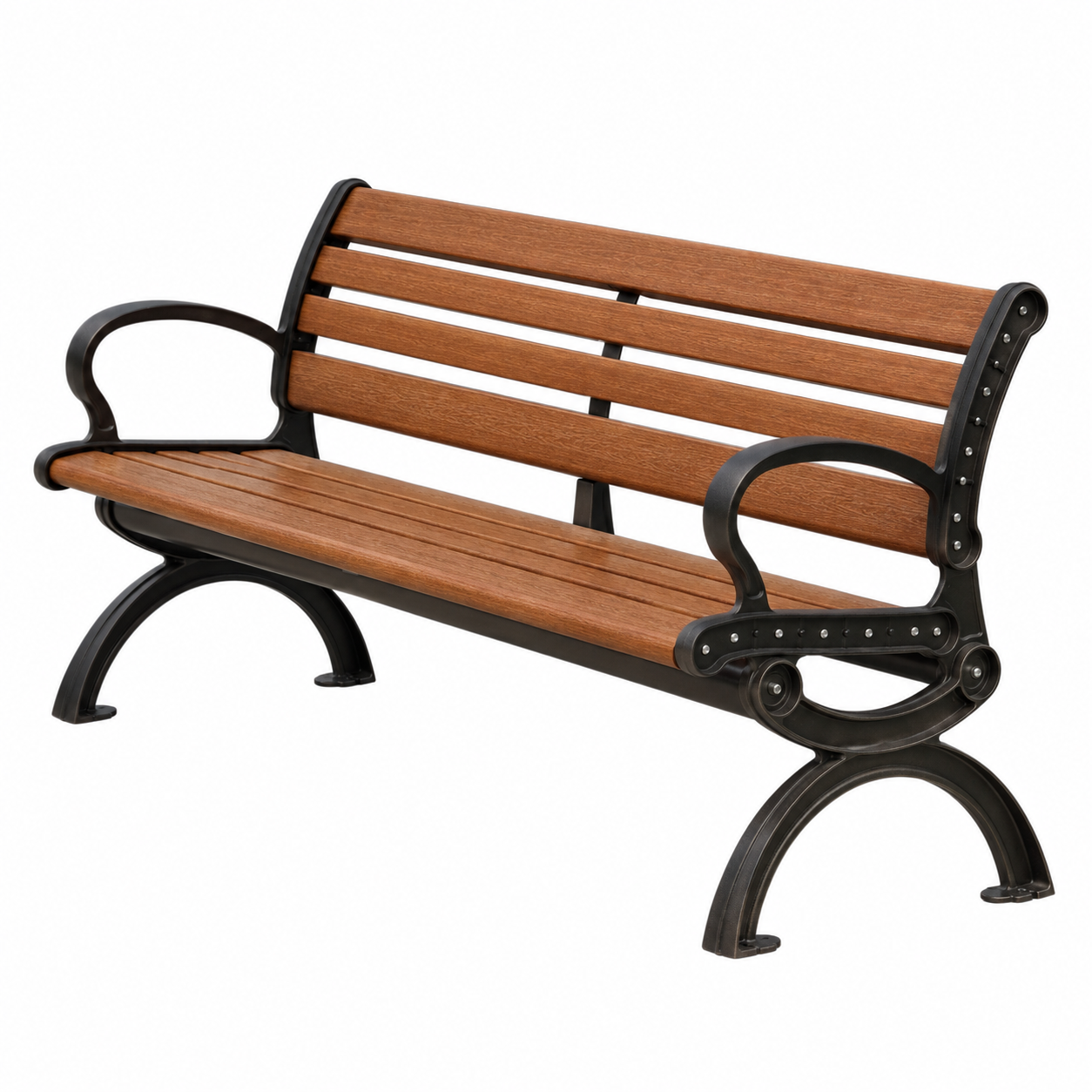 Heritage Style 6ft Recycled Plastic - Commercial Park Bench With Back – Aluminum Frame, Quick Ship