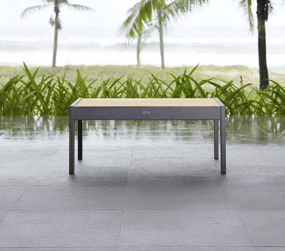 Oceanic 5 Piece Commercial Deep Seating Patio Conversation Set - Aluminum with Teak Accents