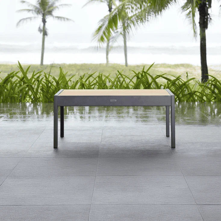 Oceanic 5 Piece Commercial Deep Seating Patio Conversation Set - Aluminum with Teak Accents