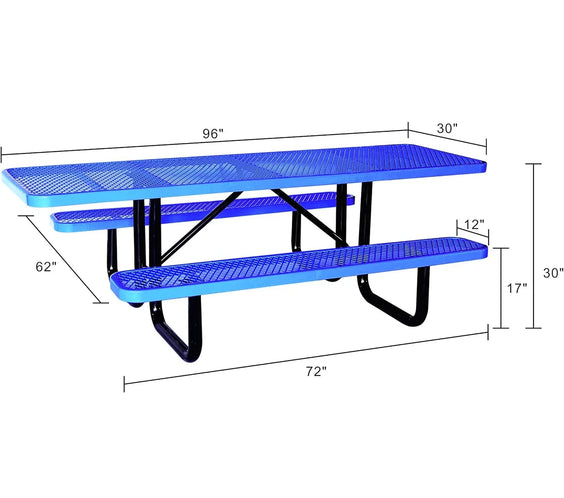 Outdoorsiness Quick Ship 8ft ADA Compliant Rectangular Picnic Table – Wheelchair Accessible, Thermoplastic, UL Certified