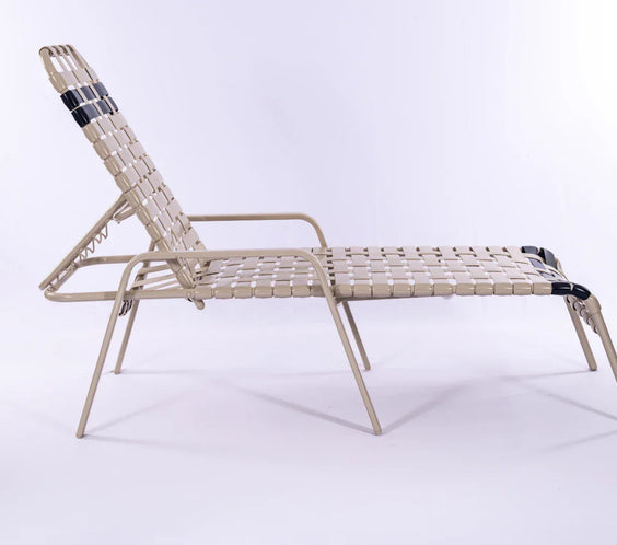 Basket Weave Vinyl Commercial Pool Chaise Lounge - 16 in Height with Flat Arm Rests
