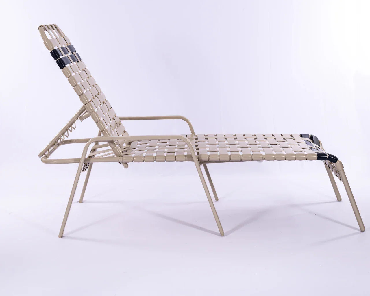 Basket Weave Vinyl Commercial Pool Chaise Lounge - 16 in Height with Flat Arm Rests
