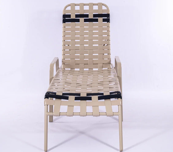 Basket Weave Vinyl Commercial Pool Chaise Lounge - 16 in Height with Flat Arm Rests