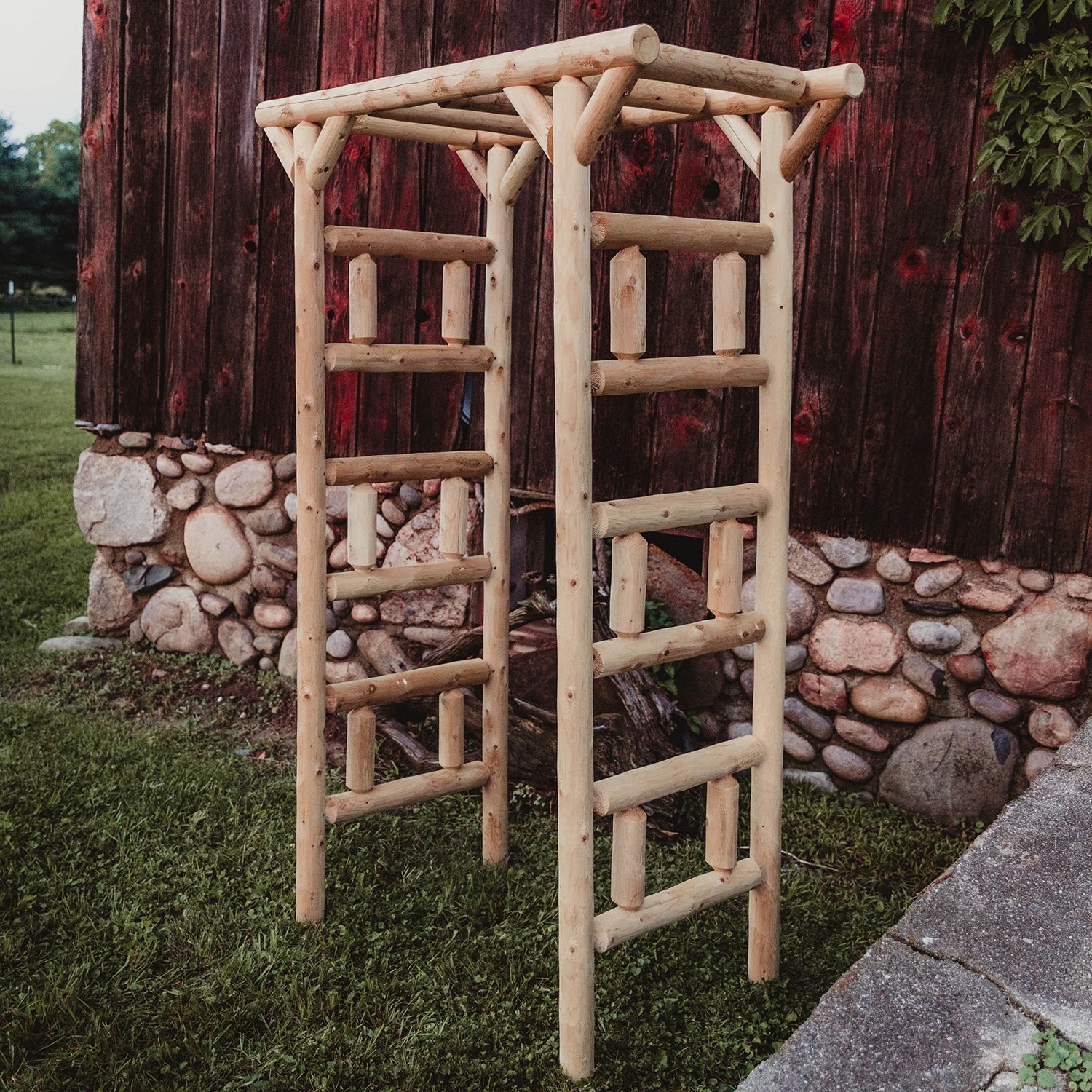 Rustic Northern White Cedar Log Small Garden Arbor – USA Made