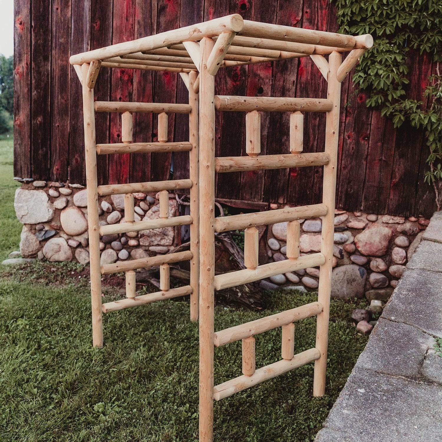 Rustic Northern White Cedar Log Large Garden Arbor – USA Made